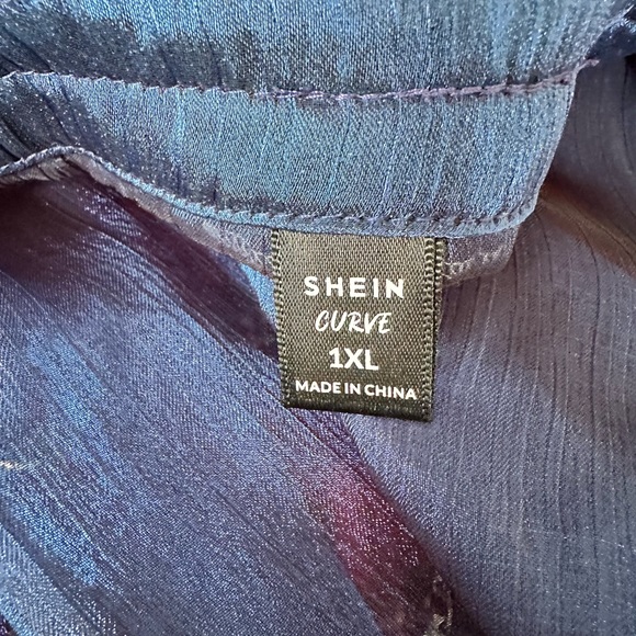 Shein Sheer blouse, long sleeves, Royal blue, women Plus size XL - Picture 5 of 11